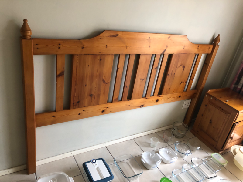 Wooden headboard and nightstands