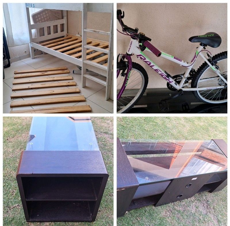 Bunk bed, t v stand, bicycle r1200