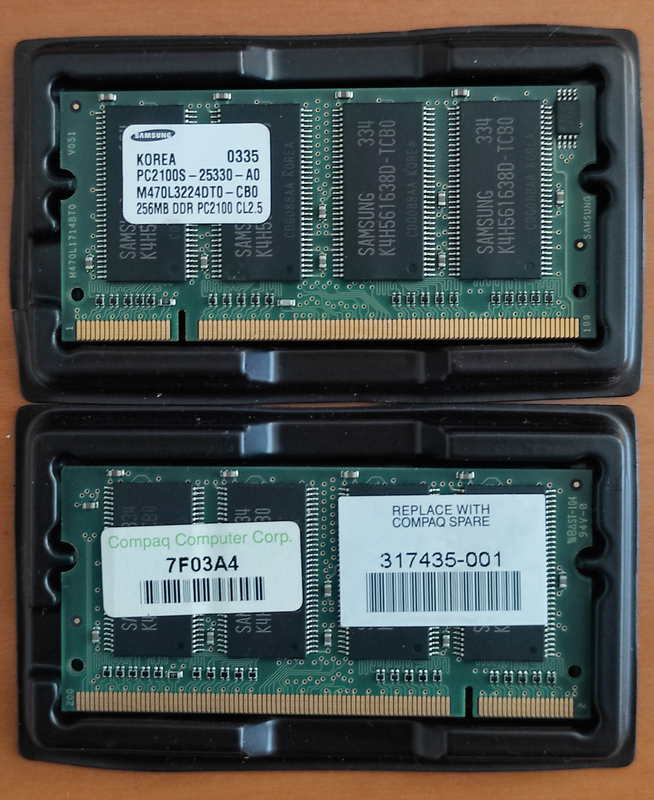 RAM for Laptop 256MB x 2