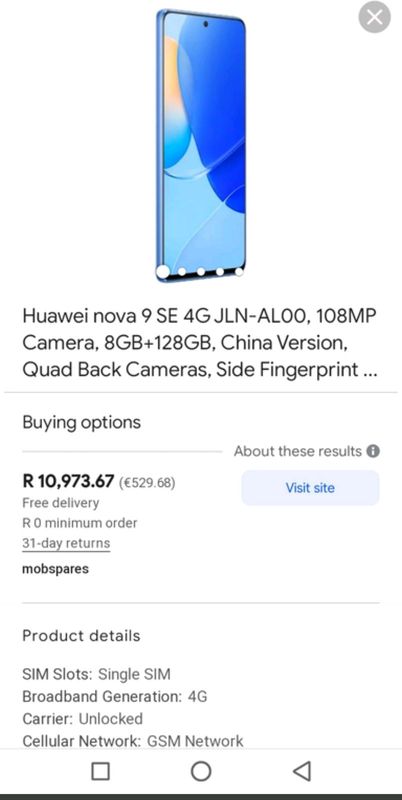 Huawei Nova 9SE 128gb/8gb/dual sim