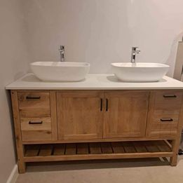 Oak bathroom vanity - basin &amp; top excluded
