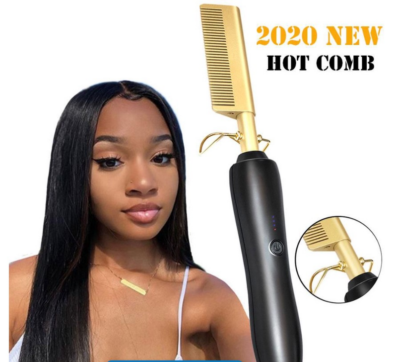 Brand New! Gold Ceramic Professional Press Comb-Professional Electrical Straightening Comb