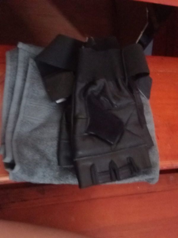 Brand new gym gloves and gym towels