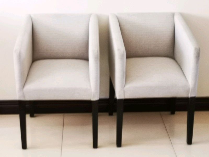 X2 upholstered armchairs hertex fabric. In good condition