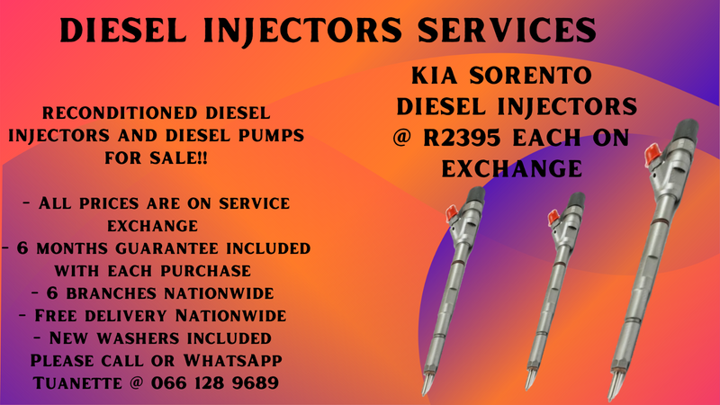 KIA SORENTO DIESEL INJECTORS FOR SALE ON EXCHANGE OR TO RECON YOUR OWN