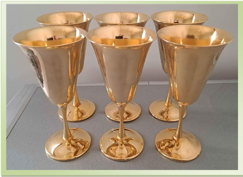 ANTIQUE F.B ROGERS SILVER PLATE GOLD  WASH GOBLETS – SET OF SIX - P3769/13