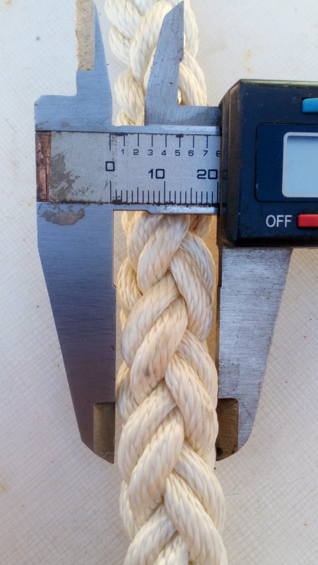 Boat anchor/mooring rope, 8 plait, nylon 20mm diameter, 28m long.