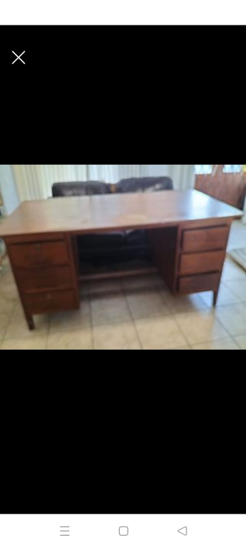 6 Drawer wooden deskH 0.84 W. .84L  1.5