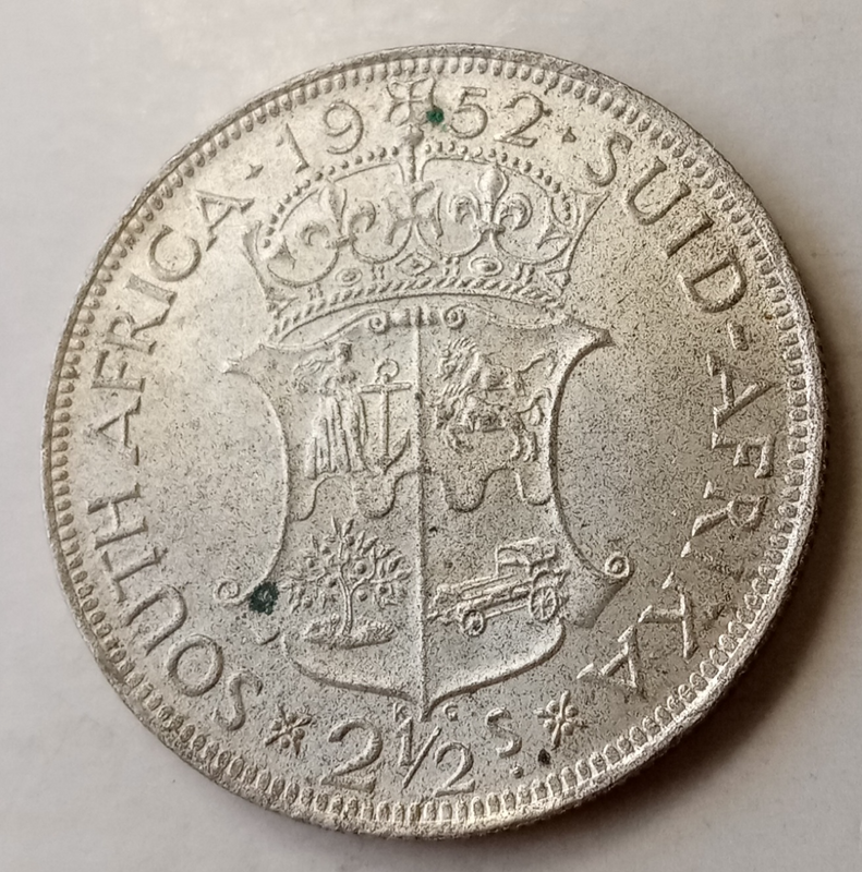 1952 S.A uncirculated silver 2 1/2 Shillings