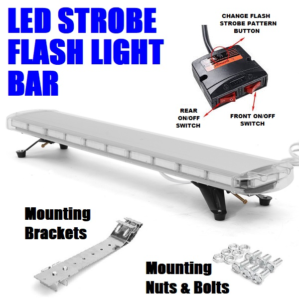 Security Vehicle Roof Top COB LED Strobe Flash Light. Cool White. Bracket Mount. Brand New Products.