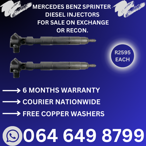 Mercedes Sprinter diesel injectors for sale or we can recon with 6 months warranty.