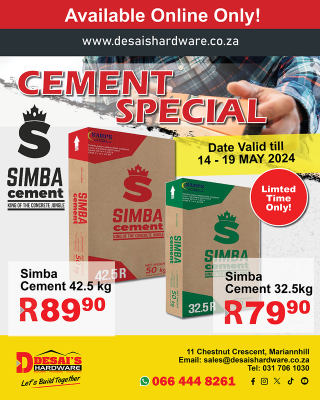 Cement - Ad posted by Desai&#39;s Hardware Chestnut Mariannhill