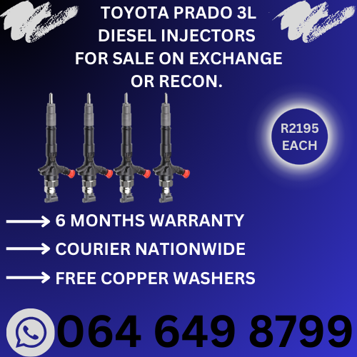 Toyota Prado diesel injectors for sale - we sell on exchange and supply 6 months warranty