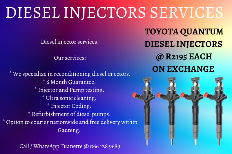 TOYOTA QUANTUM DIESEL INJECTORS FOR SALE ON EXCHANGE OR TO RECON YOUR OWN