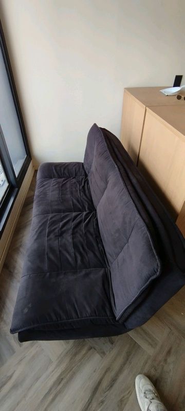 Couch - Fold Over Sleeper - Black 2m x 2m (Good Condition)