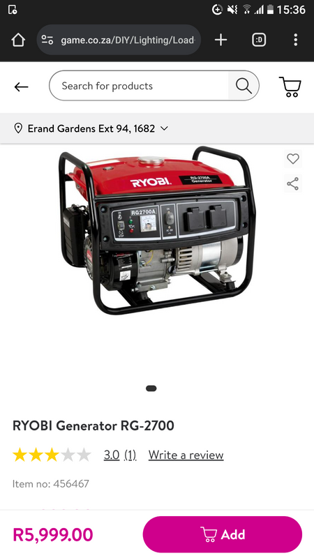 Ryobi Generator Rg-2700