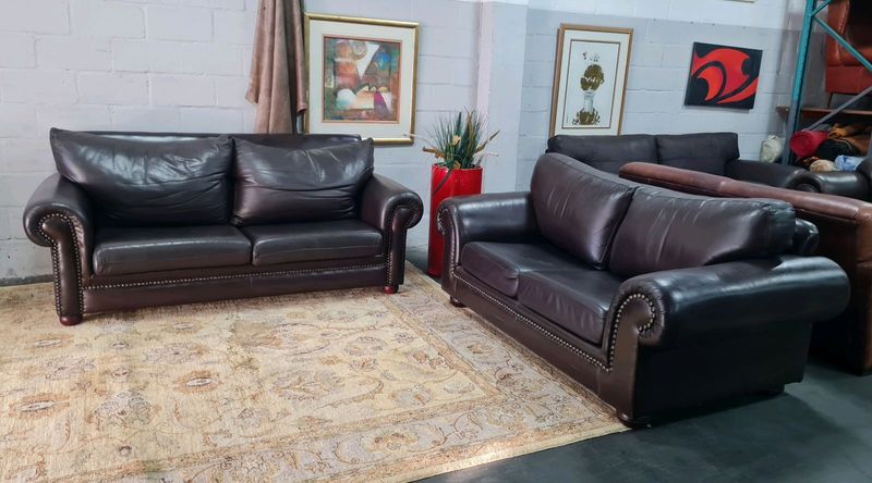 Coricraft Genuine Leather 2pc Lounge Suite, SOL FURNITURE