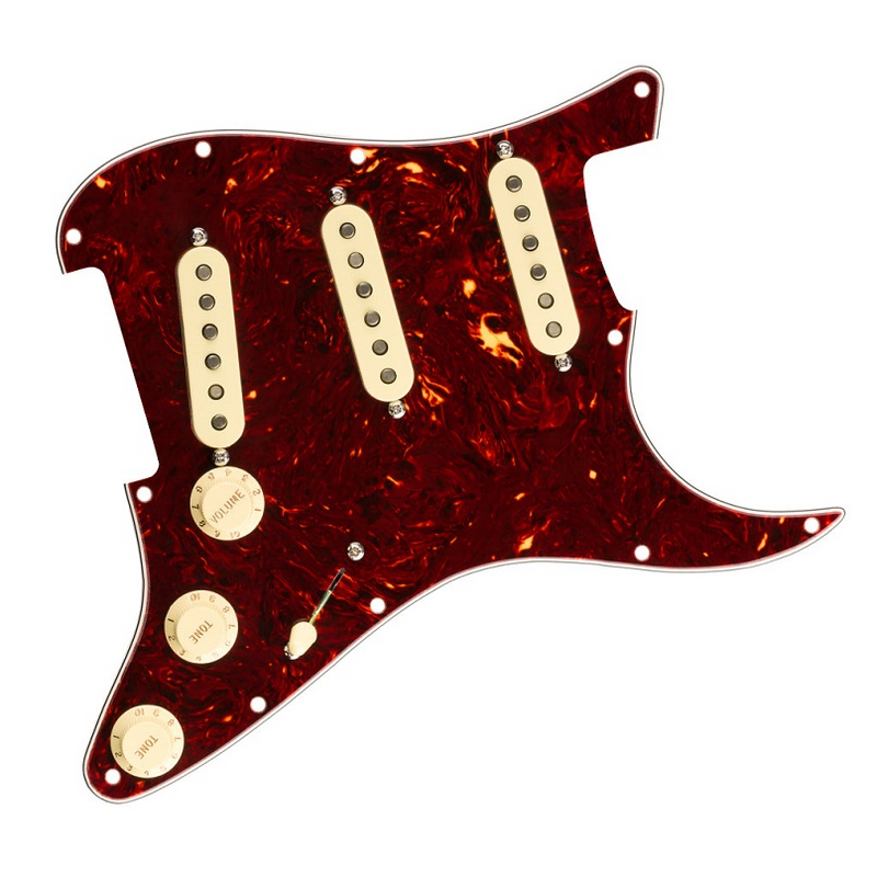 Prewired Pickguard Loaded with Alnico 5 Single Coil Pickups – Red Tort