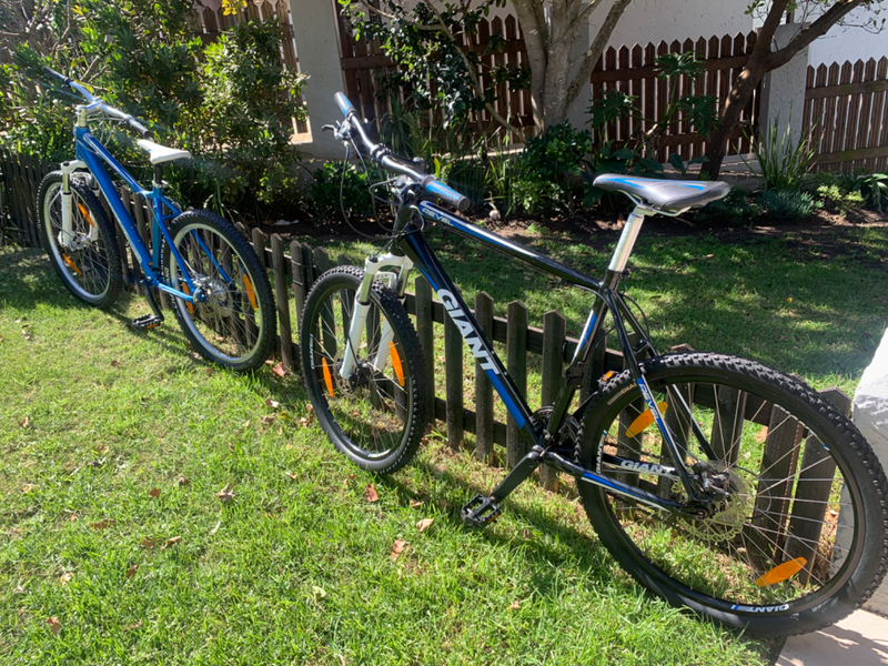 2x Giant bicycles and carrier mint condition