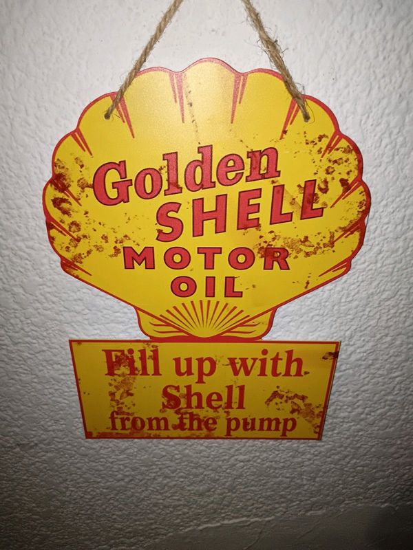 Shell motor oil garage sign