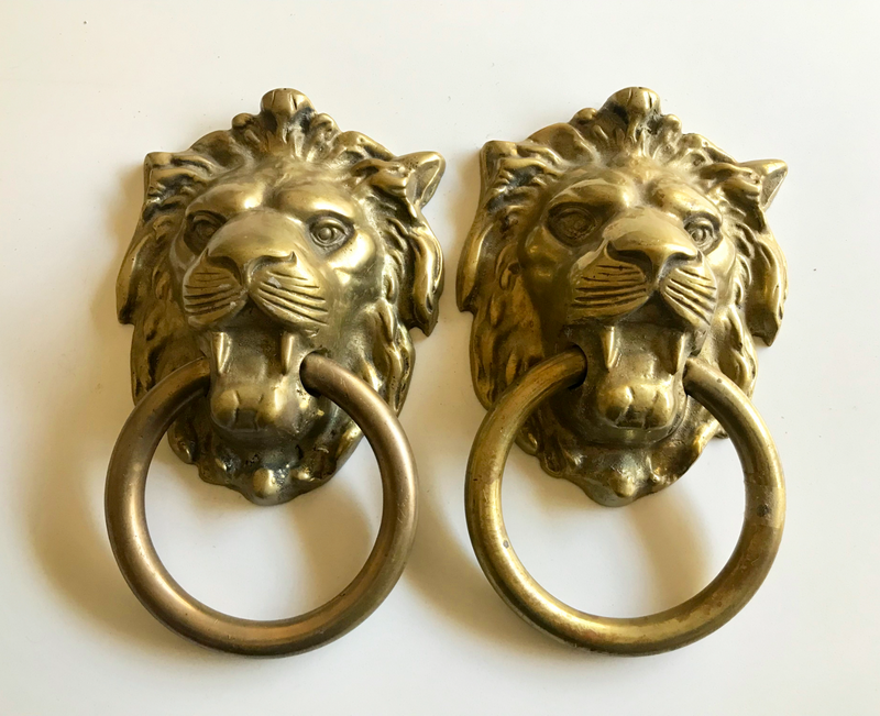 Set of 2 Lion head door knockers or single