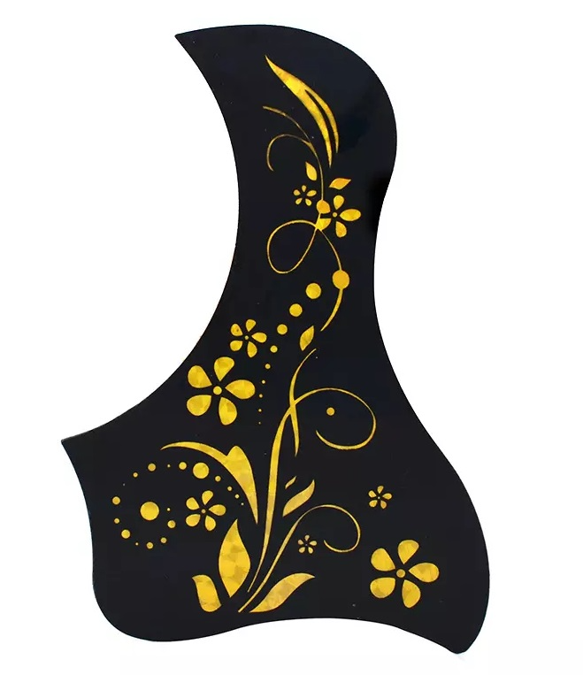 Acoustic Guitar Pickguard Gold Flower Pattern