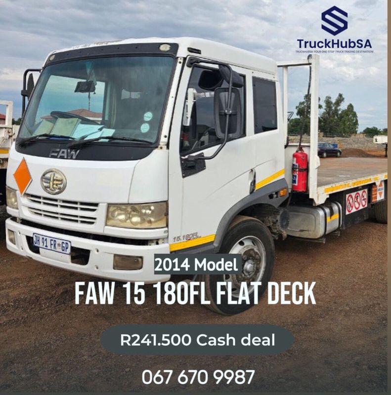 2014 - FAW 15 180FL 8Ton Flat Deck Truck for sale
