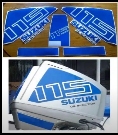 Cowl graphics decals stickers for a Suzuki DT 115 outboard motor