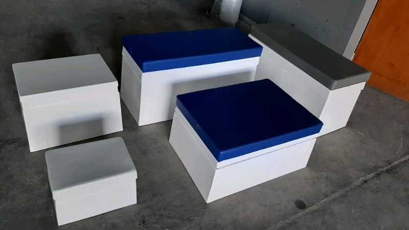 VARIOUS FIBERGLASS BOAT BOXES