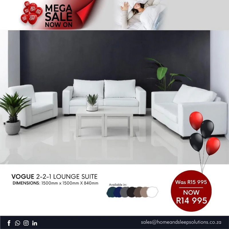 Mega Sale Now On! Up to 50% off selected Home Furniture Vogue 2 2 1 Lounge Suite