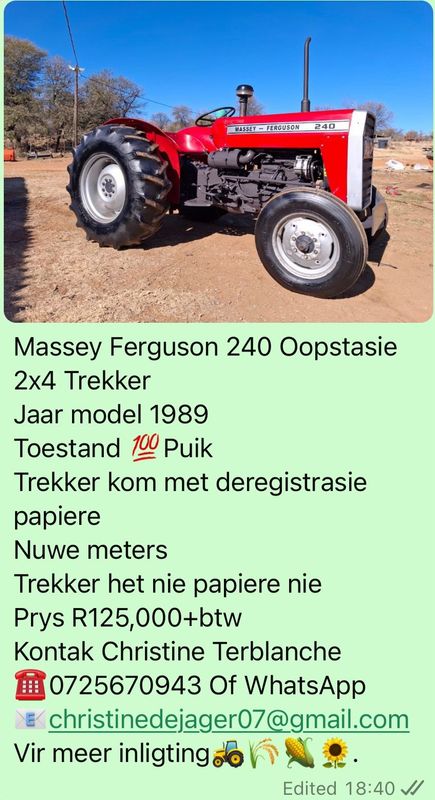 Massey Ferguson 240 Oopstasie 2x4 Trekker