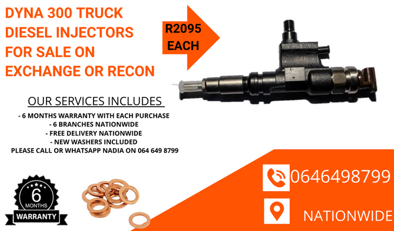 DYNA300 diesel injectors for sale on exchange or to recon with 6 months warranty