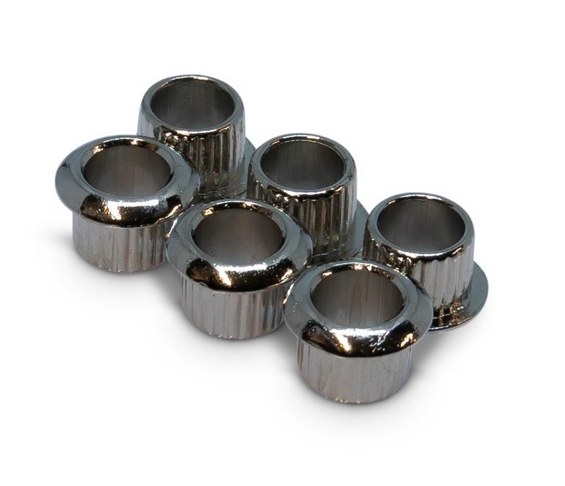 Chrome Push-fit Bushings for 8mm Tuner Holes (6.2mm internal Diameter) set of 6