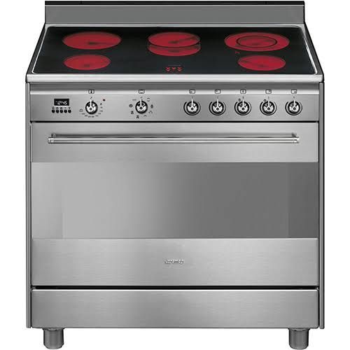 Sealed Smeg 90cm stainless concert cooker with 5 burner ceramic hob classica aesthetic electric oven