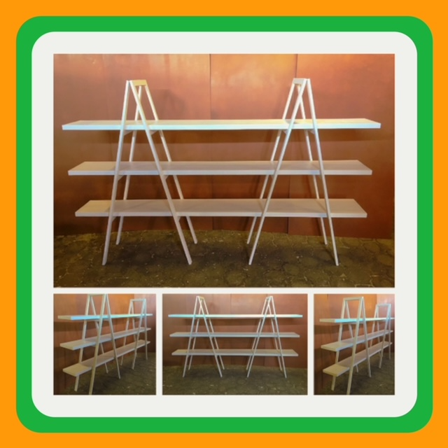 Trestle   shelving Double A Frame 3 tier 3000 - White stain