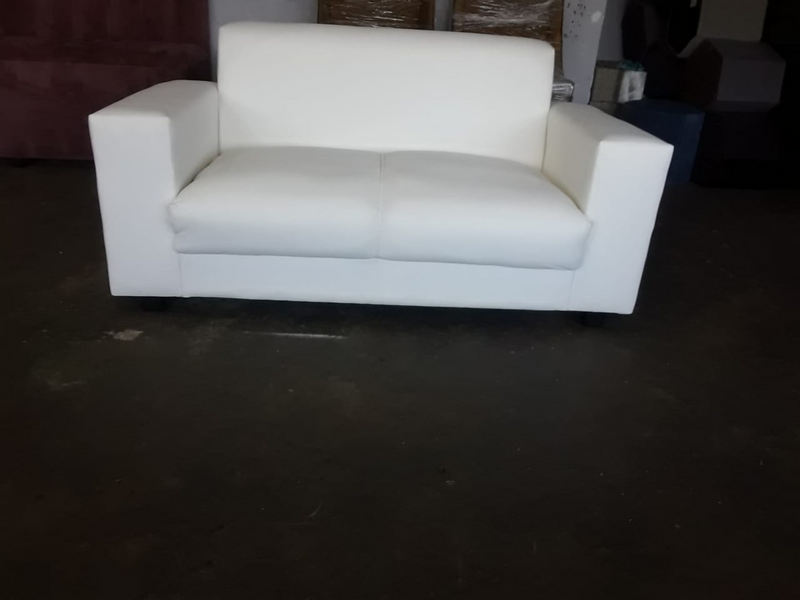 white leather 2 seater sofa