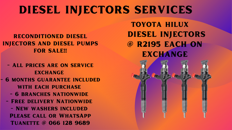 TOYOTA HILUX DIESEL INJECTORS FOR SALE ON EXCHANGE OR TO RECON YOUR OWN