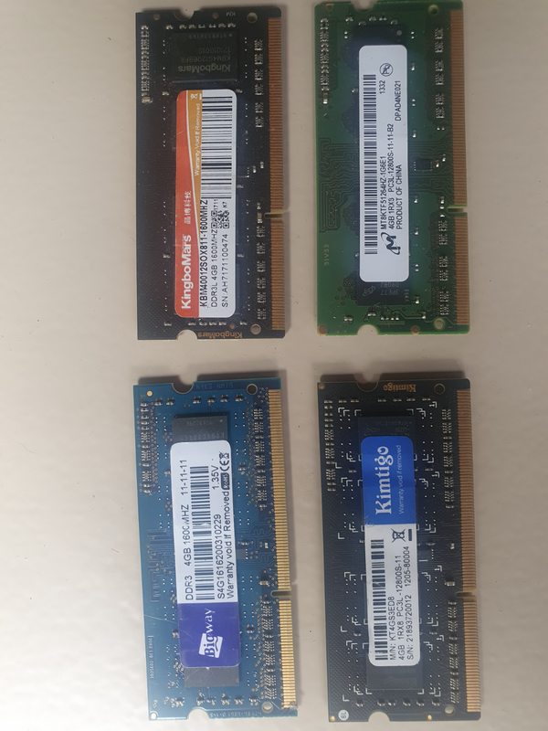 4GB PC3L and 2GB PC3 Laptop Ram Memory