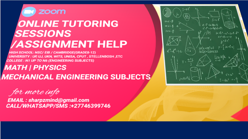 Tuition, Modules: math (grd8-12) and Tertiary levels (first and Second Year)