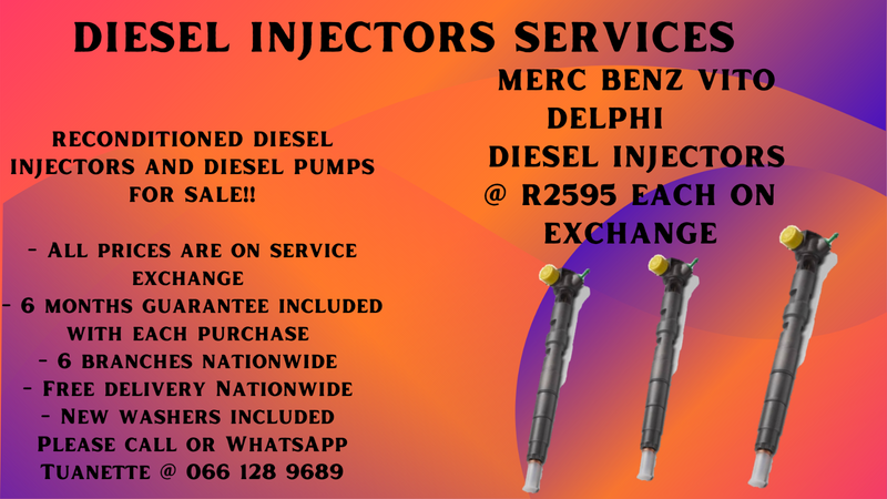MERCEDES BENZ VITO DELPHI DIESEL INJECTORS FOR SALE ON EXCHANGE OR TO RECON YOUR OWN