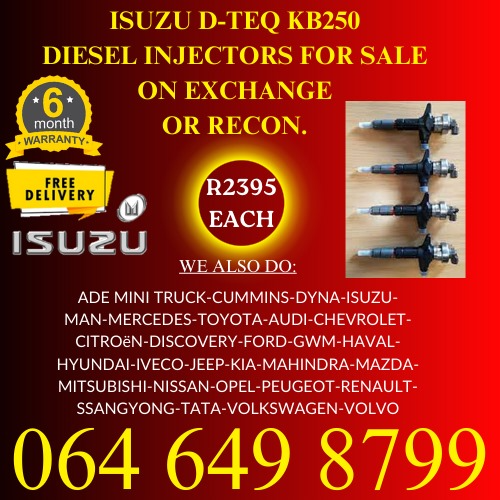 Isuzu DTEQ KB250 diesel injectors for sale on exchange or to recon