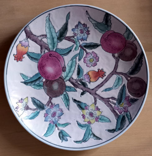Beautiful Vintage WBI Decorative Floral Fruit Round Plate - Chinese Pottery