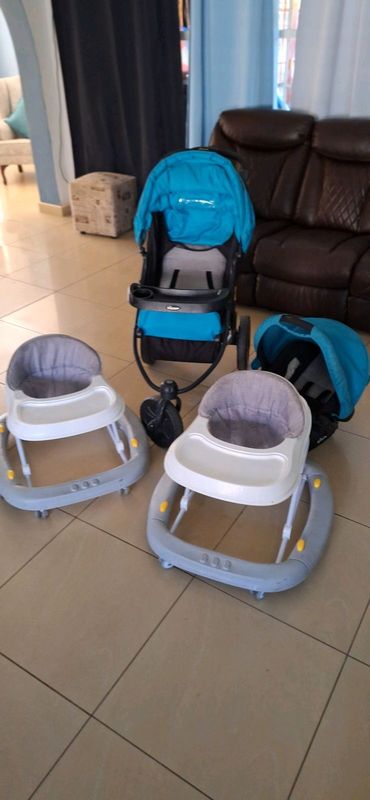 baby stroller, car seat and walking rings