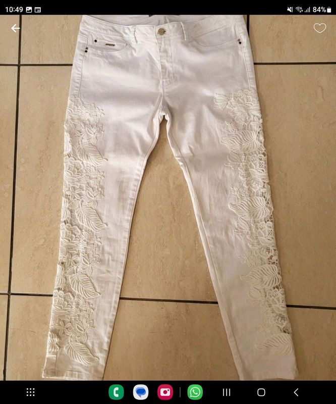 White Sissyboy jeans with lace sides