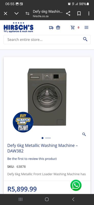 Defy 6kg metalic washing machine