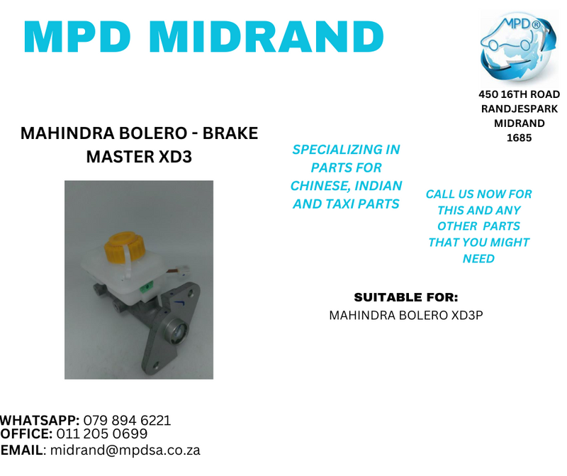 Mahindra Bolero - Brake Master XD3
