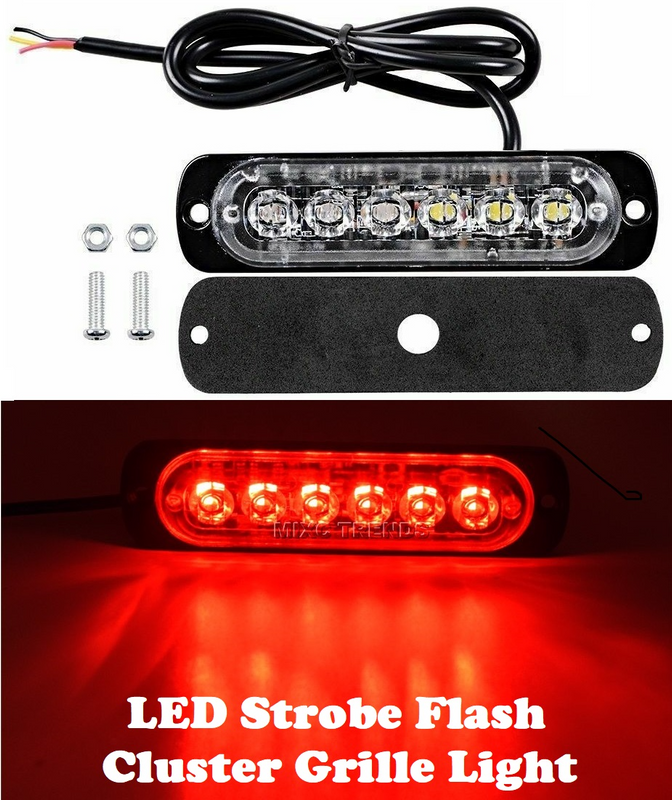 Bright Red LED Strobe Flash Grille Bumper Running Board Cluster Lights 12V / 24V. Brand New Products