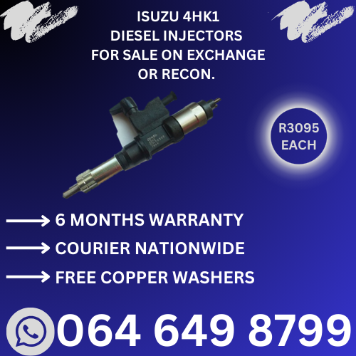 Isuzu 4HK1 diesel injectors for sale on exchange or to recon with 6 months warranty