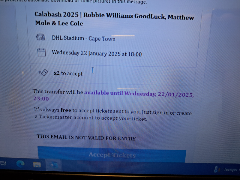 Robbie Williams tickets x2