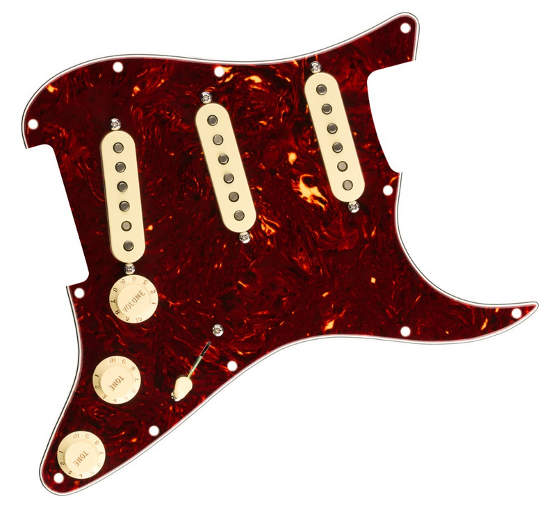Prewired Pickguard Loaded with Alnico 5 Single Coil Pickups – Red Tortoiseshell